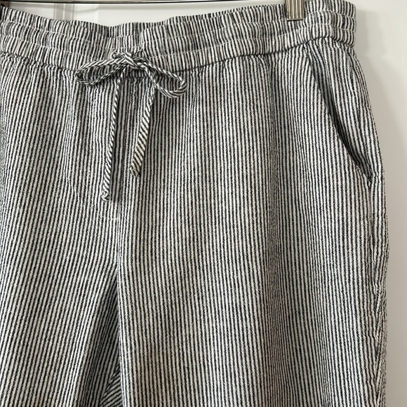 J Crew Striped Cuffed Linen Cotton Pull-on Pants w Pockets Sz 14 w MEASUREMENTS! - Picture 6 of 16